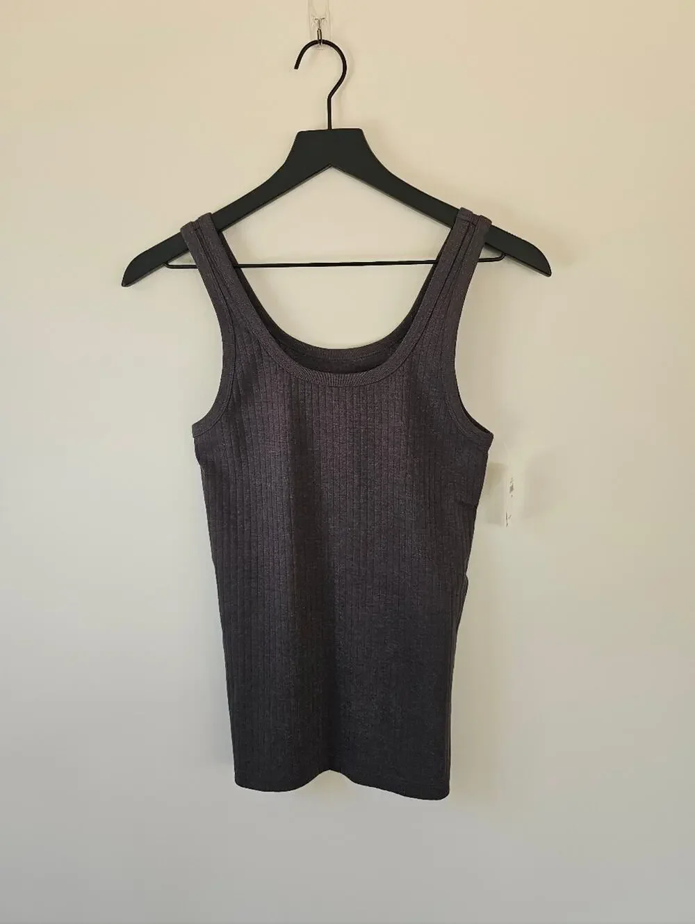 Aerie Charcoal Ribbed Scoop Neck Tank Top